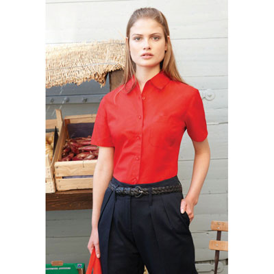 Image of Fruit of The Loom Lady Fit Short Sleeve Poplin Shirt